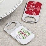 Personalized Silver Bottle Opener with Epoxy Dome - Holiday Designs