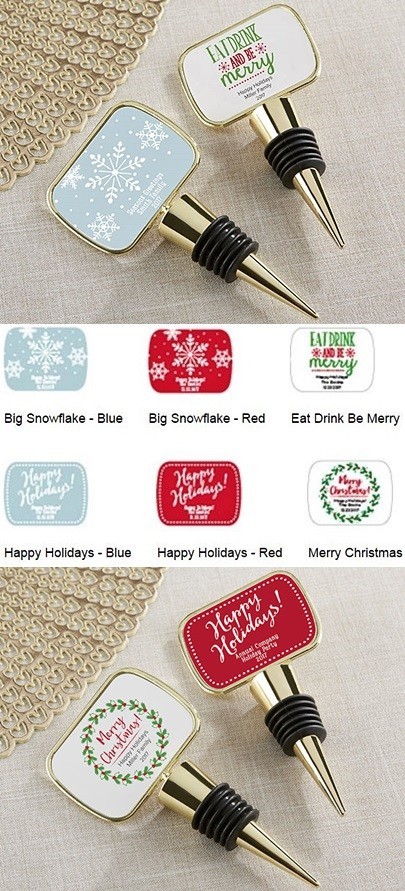 Holiday Designs Personalized Gold Bottle Stopper with Epoxy Dome