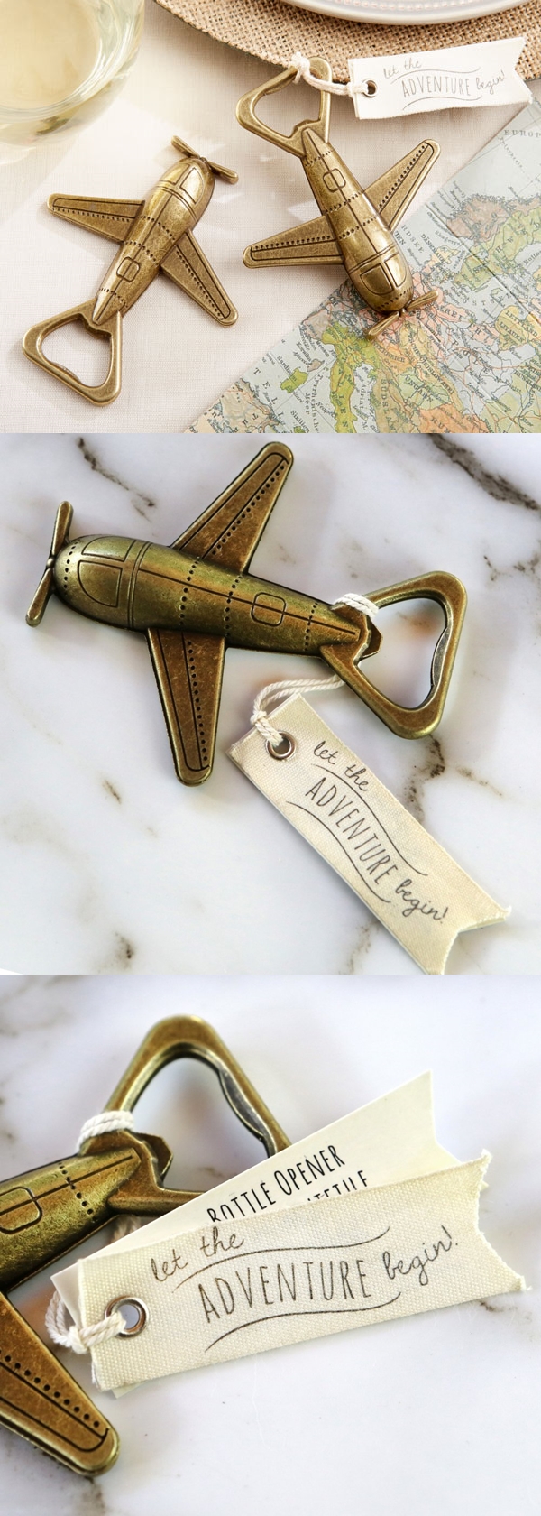 Kate Aspen "Let the Adventure Begin" Airplane Bottle Opener