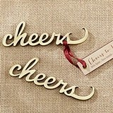 Kate Aspen Script 'Cheers' Antique-Gold-Metal Bottle Opener