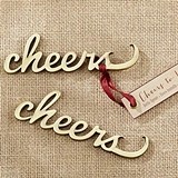 Kate Aspen Script 'Cheers' Antique-Gold-Metal Bottle Opener