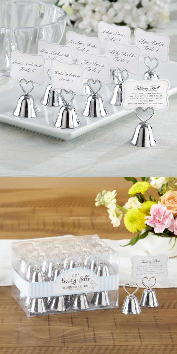 Kate Aspen Silver Kissing Bell Place Card/Photo Holders (Set of 24)