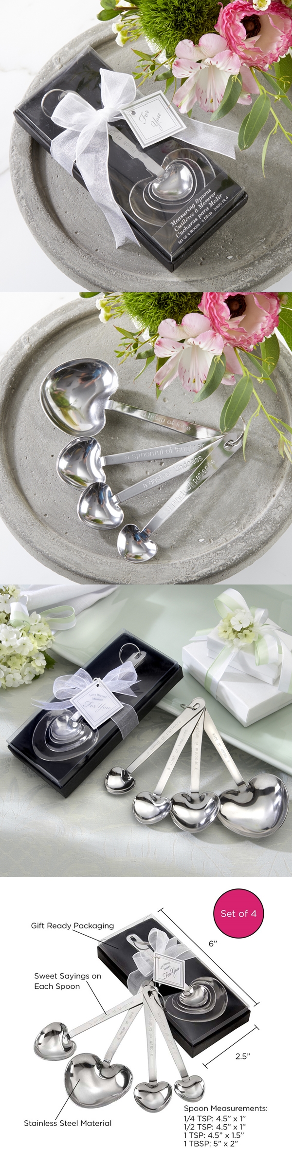 Bridal Shower 'Love Beyond Measure' Heart-Shaped Measuring Spoons (4)