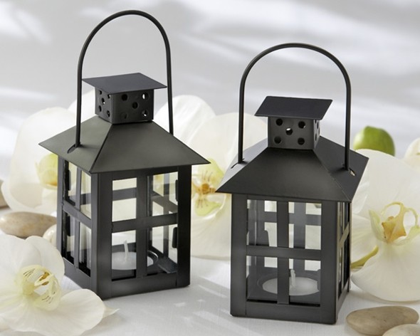 Kate Aspen Luminous Black Mini-Lantern Tea Light Holder