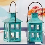 Kate Aspen Shabby Chic Vintage-Blue Distressed Metal Lantern