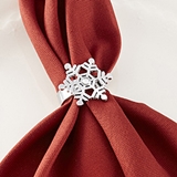 Kate Aspen Sparkling Snowflake Silver-Metal Napkin Rings (Set of 4)