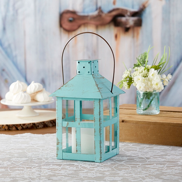 Kate Aspen Vintage-Look Distressed Blue Extra Large Metal Lantern