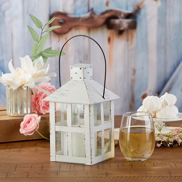 Kate Aspen Vintage-Look Distressed White Extra Large Metal Lantern