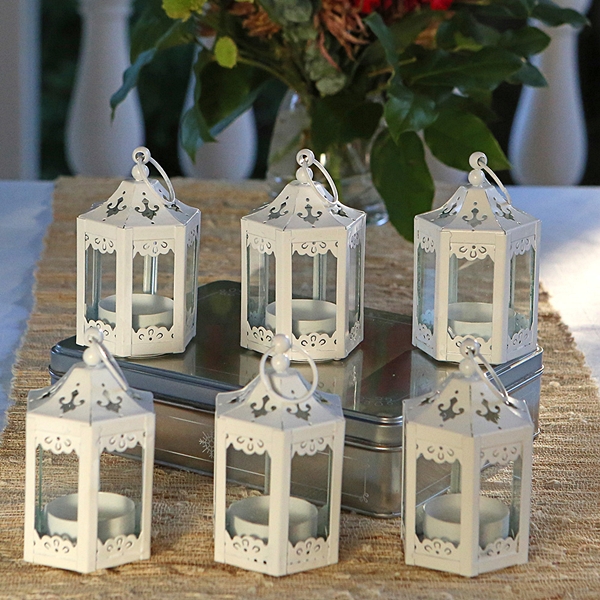 White Hexagon Mini Lantern (Set of 6)