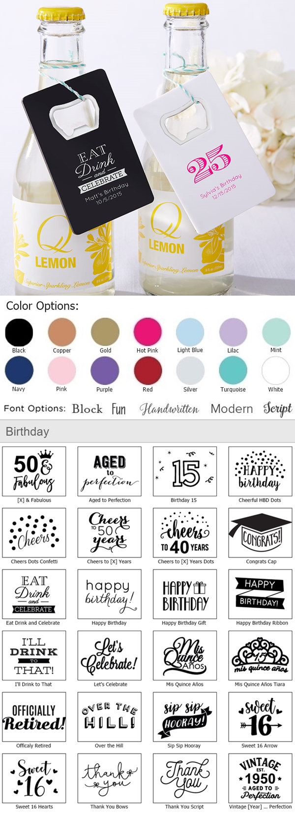 Kate Aspen Personalized Credit Card Bottle Opener (Birthday Designs)