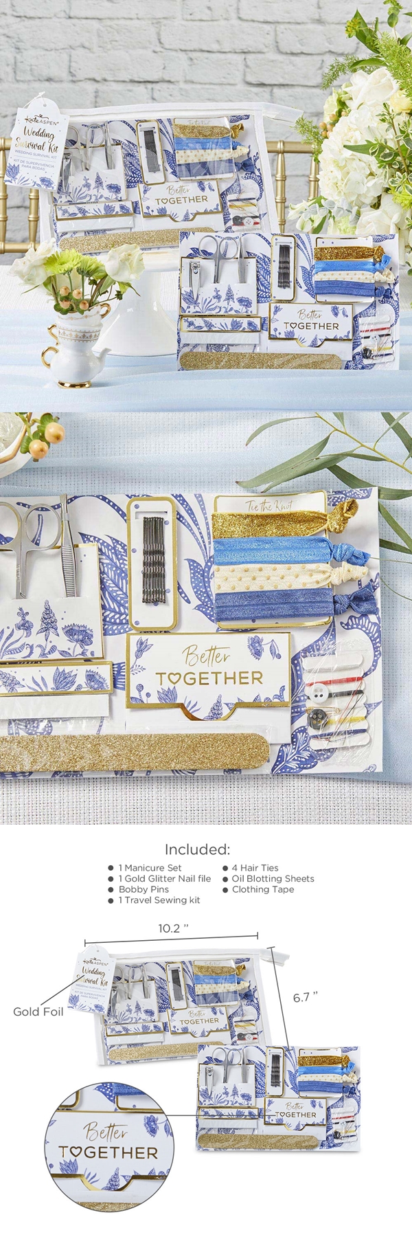 Kate Aspen Blue Willow Wedding Survival Kit in Vinyl Cosmetics Bag