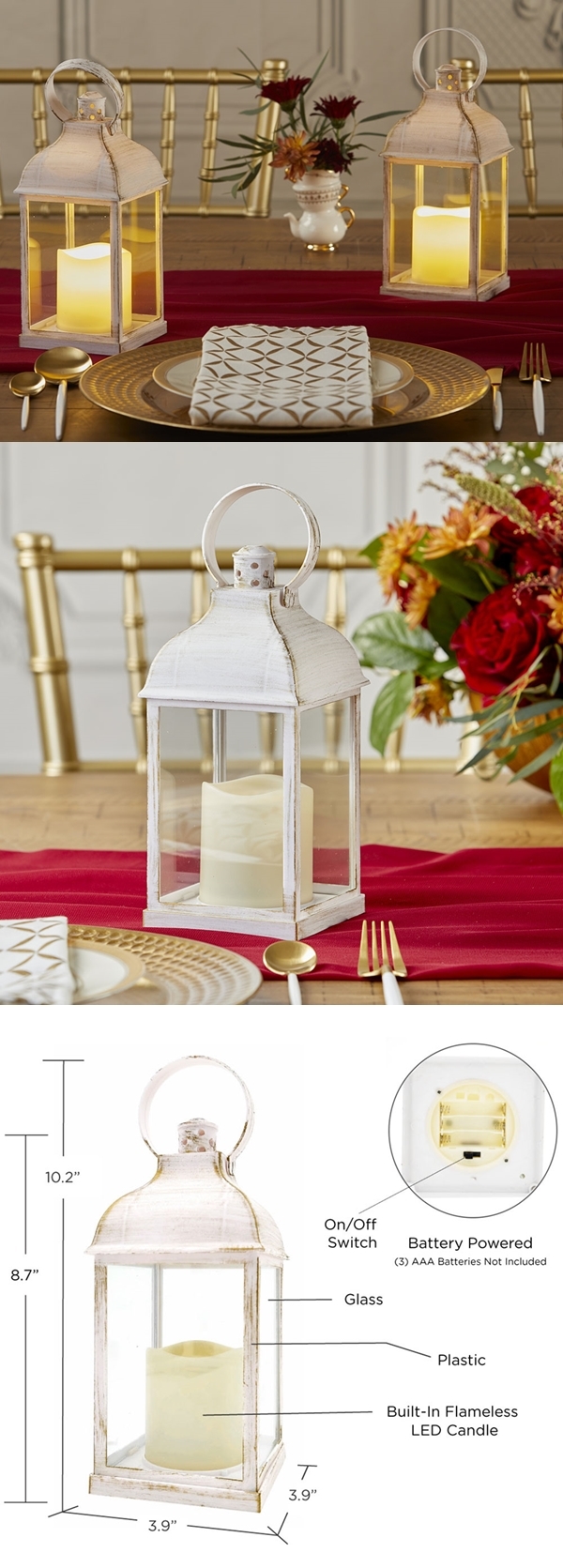 Kate Aspen LED Vintage Marrakesh Decorative White Lanterns (Set of 2)