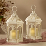 Kate Aspen LED Vintage Hexagon Distressed White Lanterns (Set of 2)