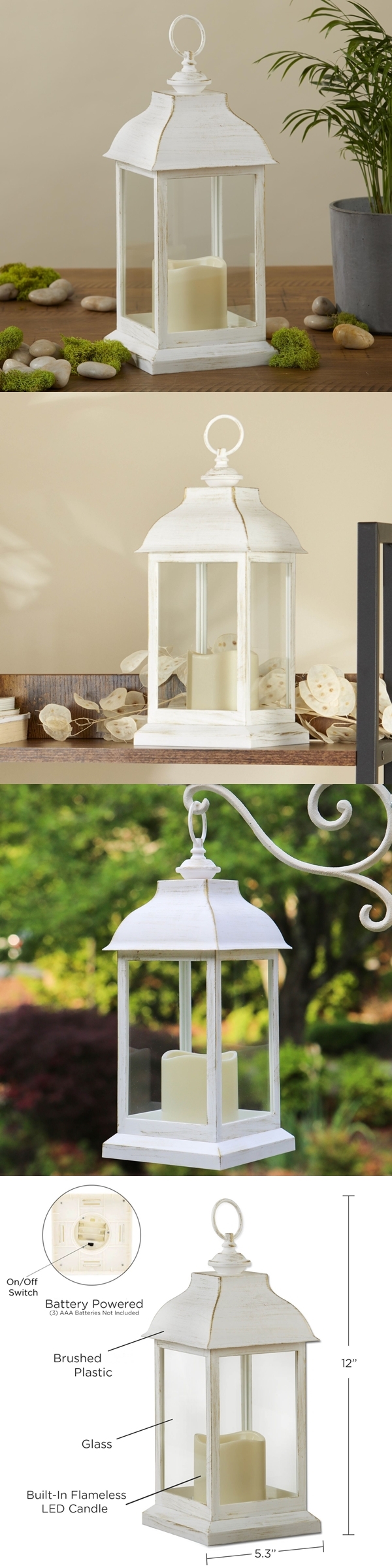 Kate Aspen LED Vintage-Look 'Manchester' Decorative White Lantern