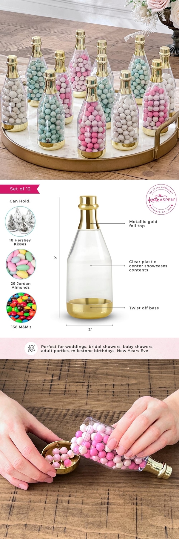 Kate Aspen Medium-Sized DIY Gold Metallic Champagne Bottle Favors (12)