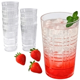 Kate Aspen 22oz Plaid-Patterned Clear-Colored Shatterpoof Acrylic Cups (Set of 8)