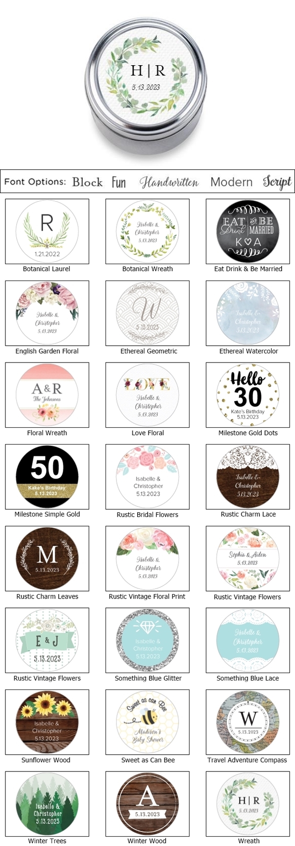 Kate Aspen Personalized Mini Travel Candle Tins (Exclusive Designs)