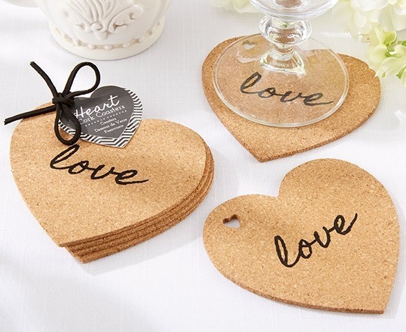 Kate Aspen Love Design Heart-Shaped Cork Coasters (Set of 4)