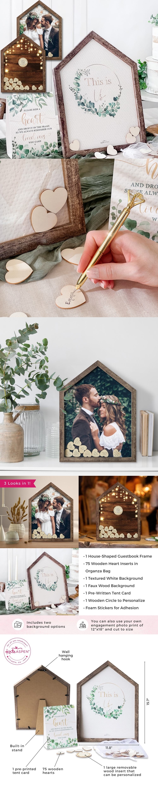 Kate Aspen Rustic House Shape Wedding Guest Book Alternative