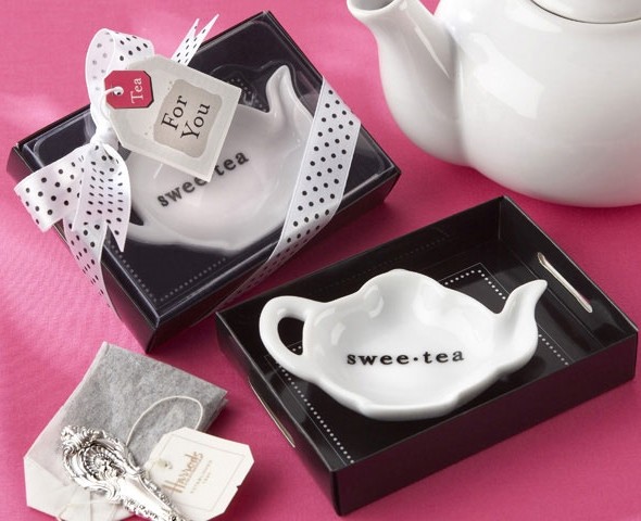 "Swee-Tea" Ceramic Tea-Bag Caddy in Black & White Gift Box