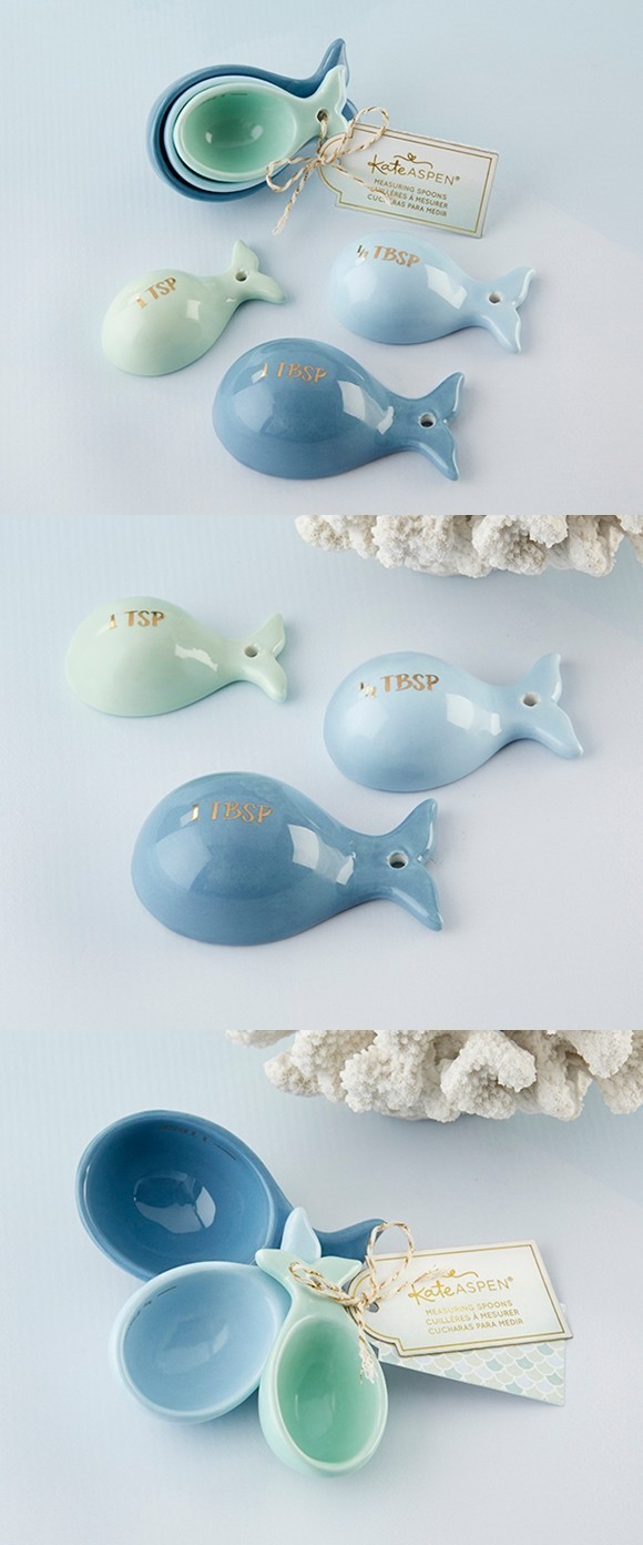 Kate Aspen Ceramic Whale-Shaped Measuring Spoons (Set of 3)