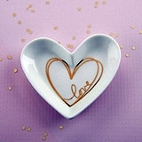 Kate Aspen Small Heart-Shaped Trinket Dish with Gold-Foil 'Love' Heart