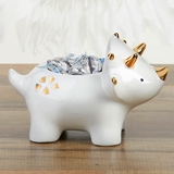 Kate Aspen Dinosaur-Shaped Ceramic Planter with Gold Foil Accents