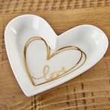 Kate Aspen Medium Heart-Shaped Trinket Dish with Gold Foil Love Decal