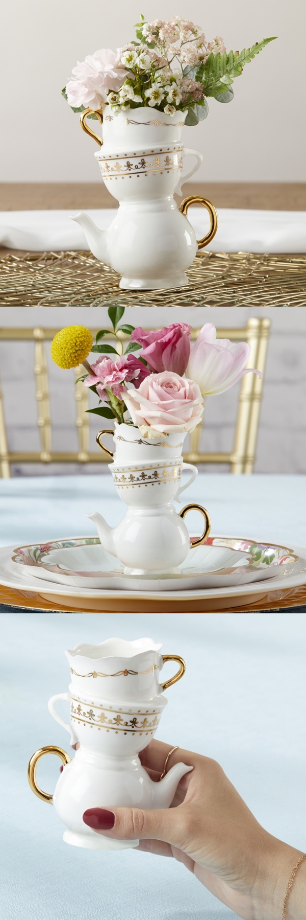 Kate Aspen Tea Time Whimsy Medium-Sized Ceramic Bud Vase