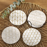 Kate Aspen Modern Geo Print Ceramic Coasters with Holder (Set of 6)