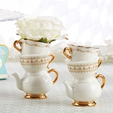 Kate Aspen Tea Time Whimsy Small-Sized Ceramic Bud Vases (Set of 2)