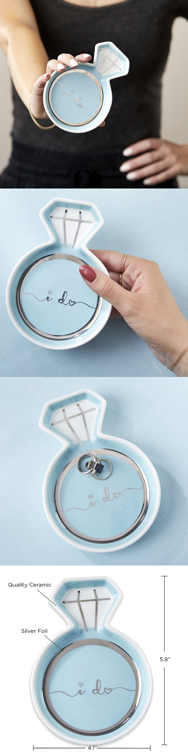 Kate Aspen Diamond Ring-Shaped "I Do" Ceramic Trinket Dish