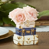 Kate Aspen Stacked Vintage Suitcases Motif Ceramic Bud Vase