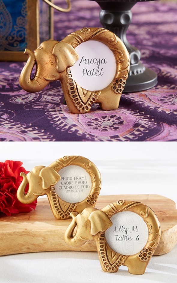 Kate Aspen Lucky Golden Elephant Frames Place Card Holders