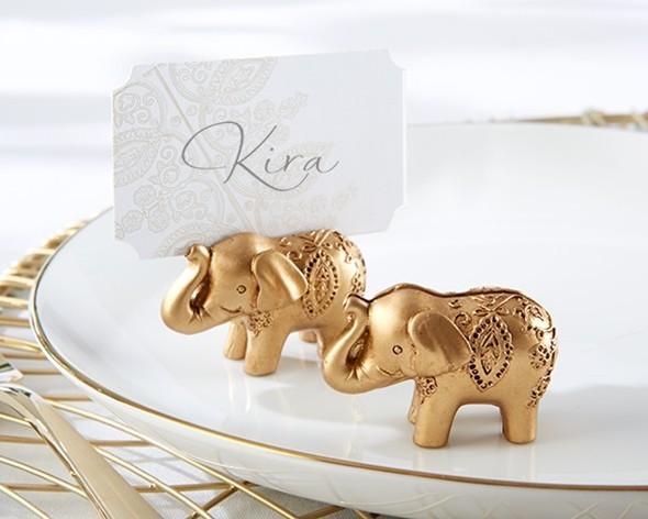 Kate Aspen Lucky Golden Elephant Place Card Holders (Set of 6)