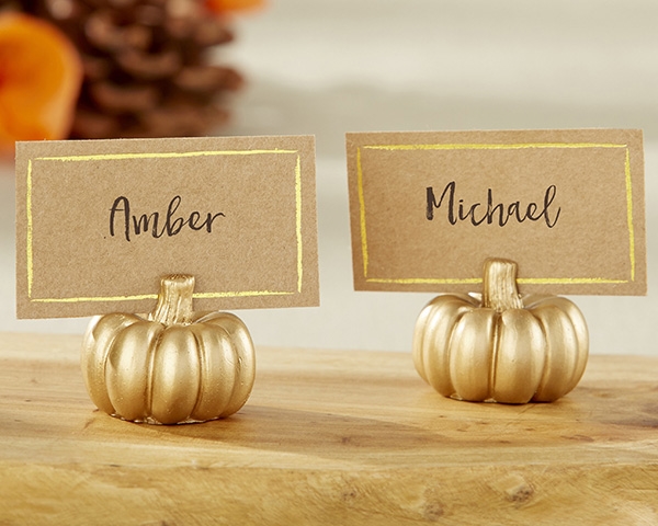 Kate Aspen Golden Pumpkin Place Card Holders (Set of 6)