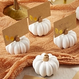 Kate Aspen White Pumpkin Place Card Holders with Gold Stems (Set of 6)