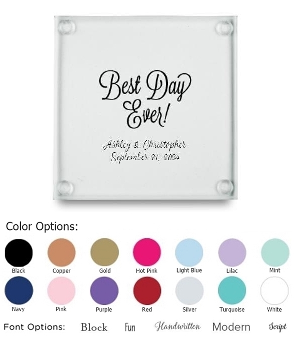 Kate Aspen 'Best Day Ever' Personalized Glass Coasters (Set of 12)