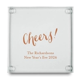 Cheers! Script Design Personalized Glass Coasters (Set of 12)