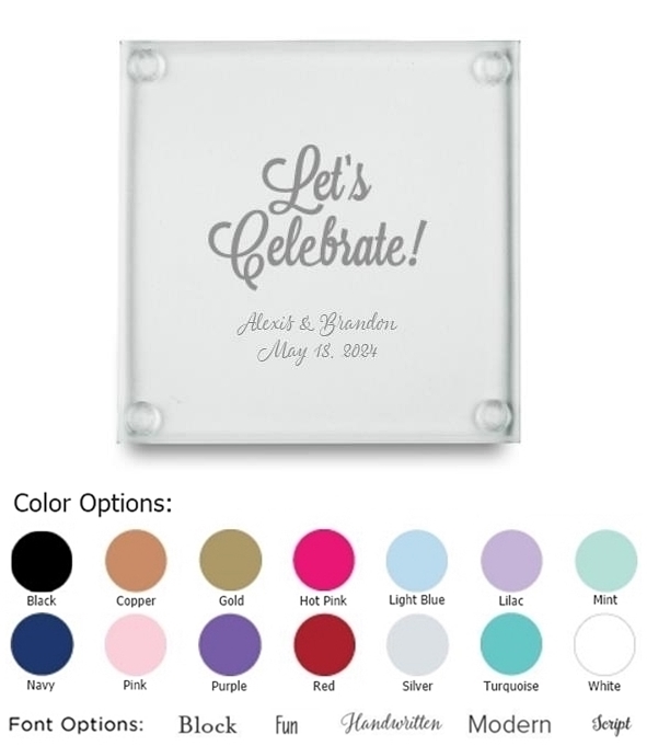 Let's Celebrate Design Personalized Glass Coasters (Set of 12)