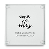 Mr. & Mrs. Modern Design Personalized Glass Coasters (Set of 12)