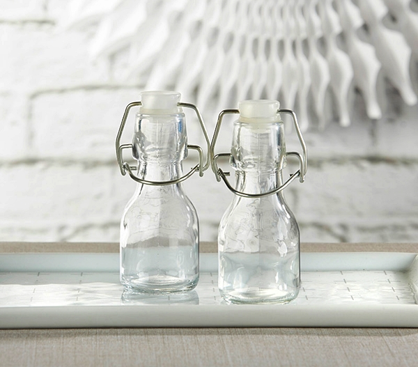 Kate Aspen Mini Glass Favor Bottles with Swing Tops - DIY (Set of 12)