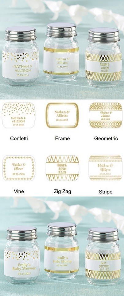 Kate Aspen Personalized Gold Foil Designs Mini Mason Jars (Set of 12)