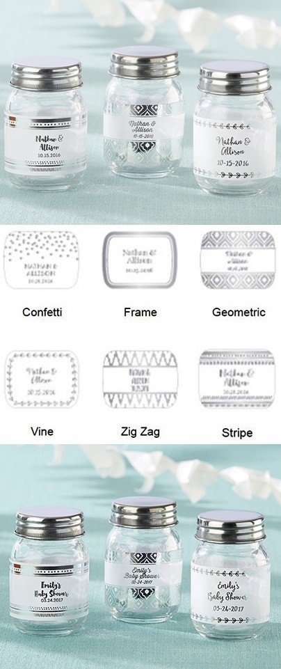 Kate Aspen Personalized Silver Foil Designs Mini Mason Jars (12 Count)