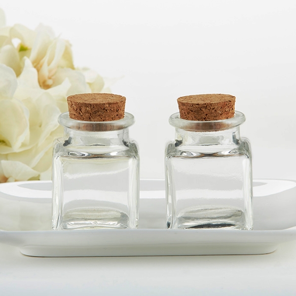 Kate Aspen Cork-Stopped Petite Square Glass Jars - DIY (Set of 12)