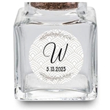 Personalized (12) Cork-Stopped Mini Glass Jars (Exclusive Designs)