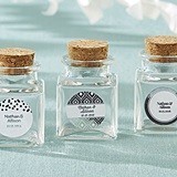 Personalized Cork-Stopped Glass Jars - Silver Foil Designs (Set of 12)