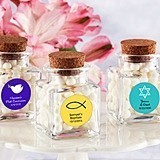Personalized Square Glass Favor Jars (Religious Designs) (Set of 12)