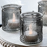 Vintage-Design Smoke Gray Glass Tealight Candle Holders (Set of 8)