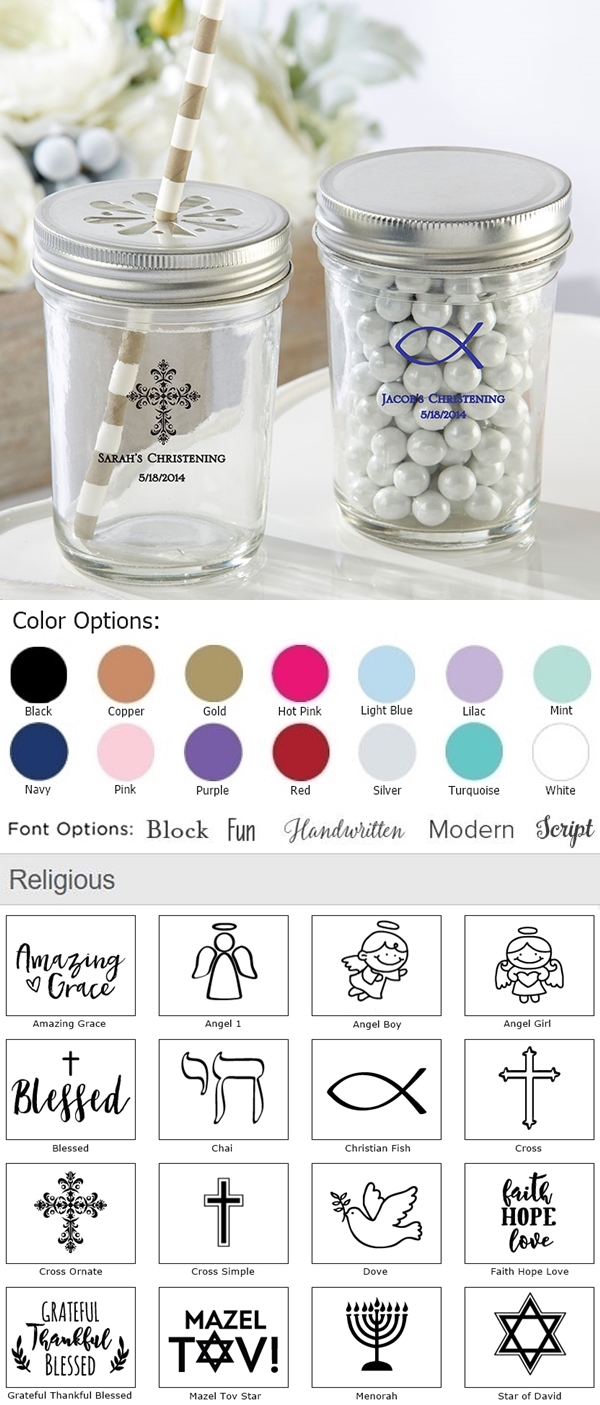 Kate Aspen Personalized Mason Jars with Religious Designs (Set of 12)